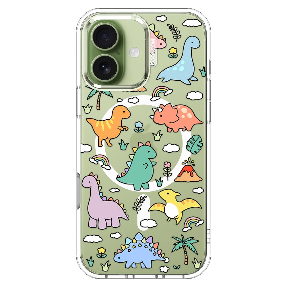 MOSNOVO for iPhone 17 Case | Compatible with Magsafe | Military Grade 6.6ft Drop Tested | Camera Control | Clear with Dinosaur L