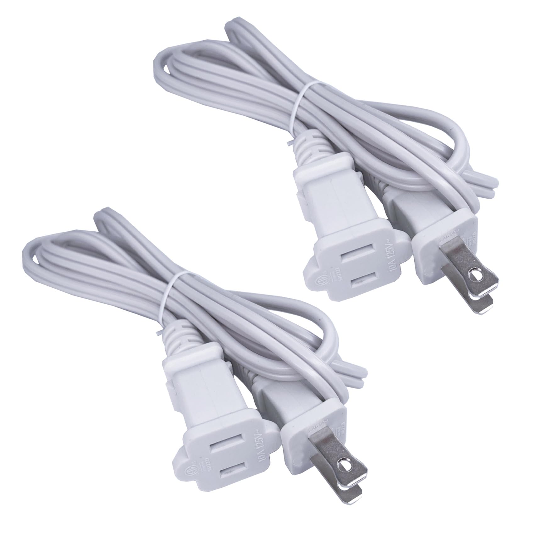 5 Ft Extension Cord, Ac 2 Prong 18 Awg Power Cord Cable 10 A 125 V, White Polarized Male To Female Extension Cord For Nema 1 15P
