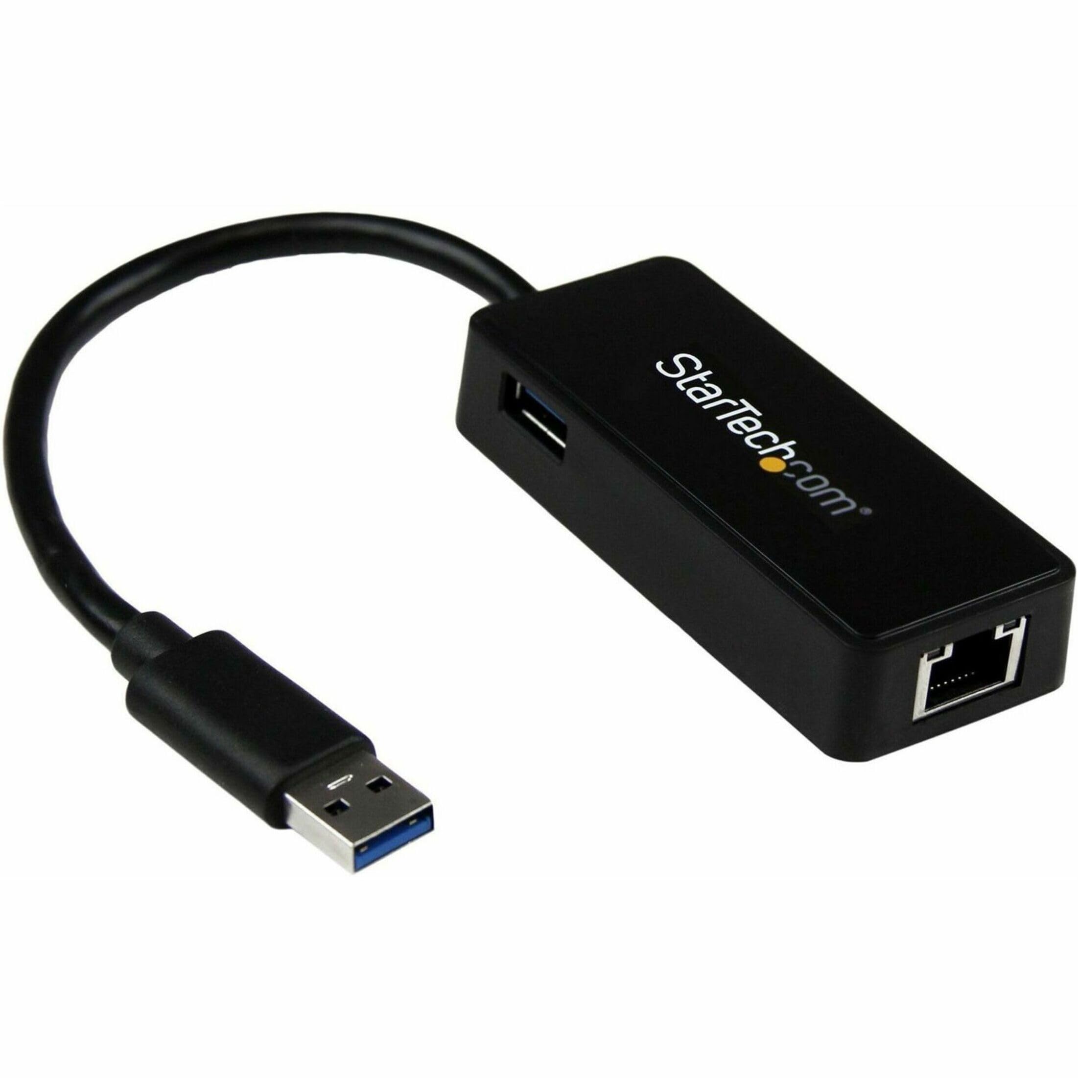 Startech.Com Usb 3.0 Ethernet Adapter   Usb 3.0 Network Adapter Nic With Usb Port   Usb To Rj45   Usb Passthrough (Usb31000Sptb)