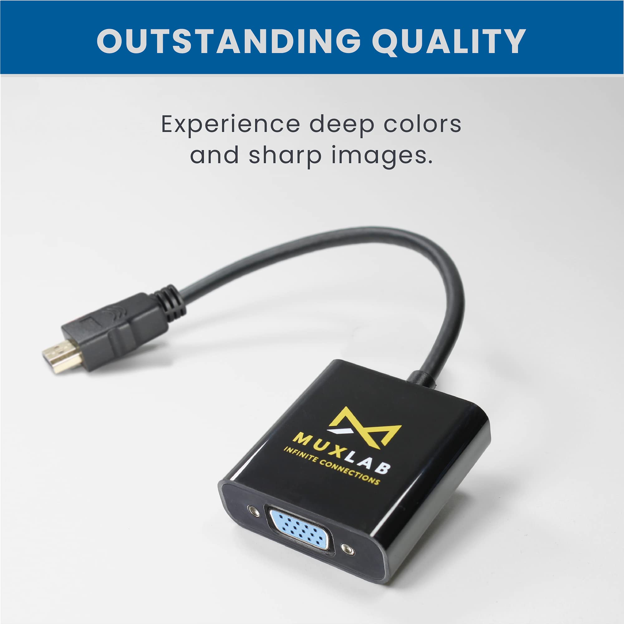 Muxlab Hdmi To Vga Adapter | Male To Female | 1080P Full Hd (1920X1200) | Hdmi 1.3 | Dvi 1.0 | For Pc, Laptop, Media Player, Pro