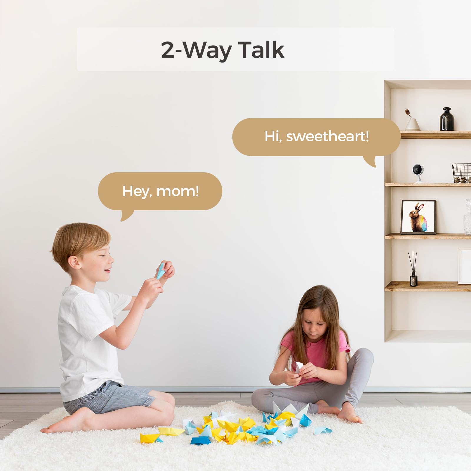 Arpha 2K Indoor Security Camera, Wifi Pet Camera For Home Security With Pir Human Detection, Sound Detection, Night Version Two-