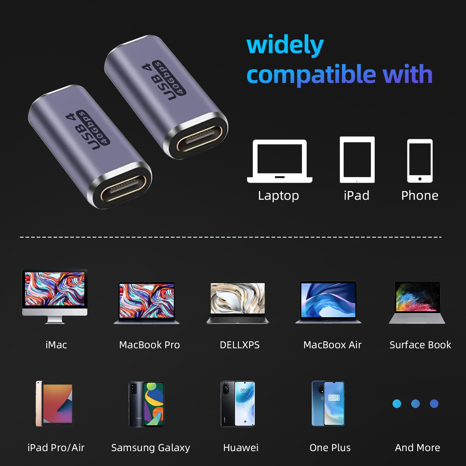 Ghqxzt Usb C Female To Female Adapter,Usb C Coupler Female To Female 100W Power Delivery, 40Gbps Usb C To Usb C Female With 8K 6