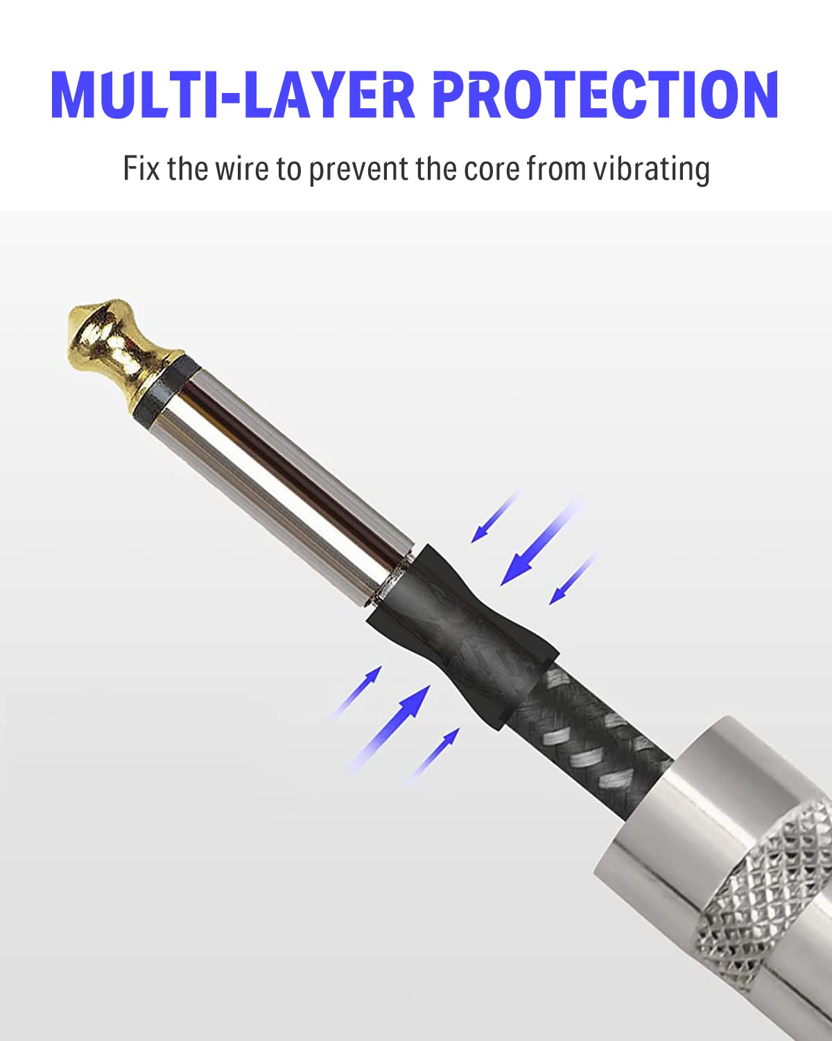 Donner 10 ft Electric Guitar Cable, Copper, Right Angle to Straight, Black White, Model EC943