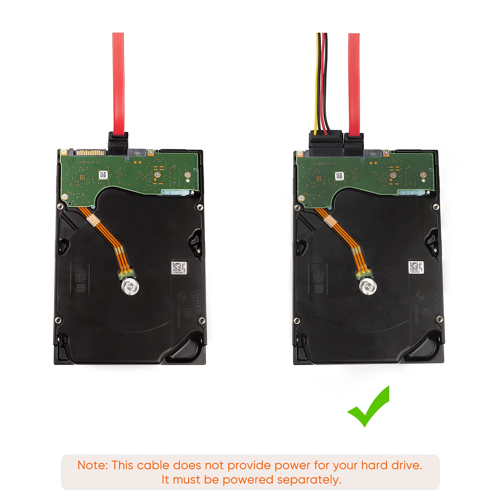Cablecreation Sata Iii Cable,8 Inch/0.6Ft Sata Iii 6.0 Gbps 7Pin Female To Downward Right Angle + Straight Female Data Cable Wit