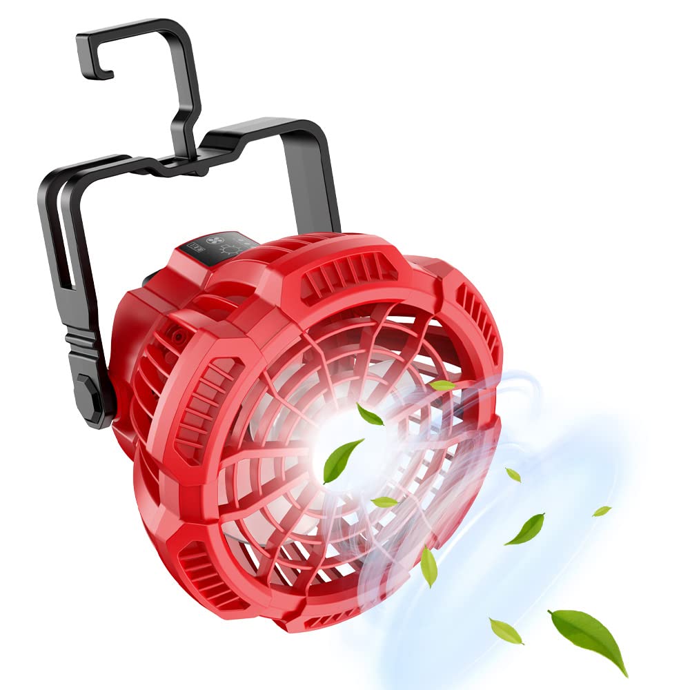 Waxpar Cordless Fan Compatible With Milwkee 18V Battery, Rechargeable Camping Fan With Led Light Portable 20V Fan With Remote, 3