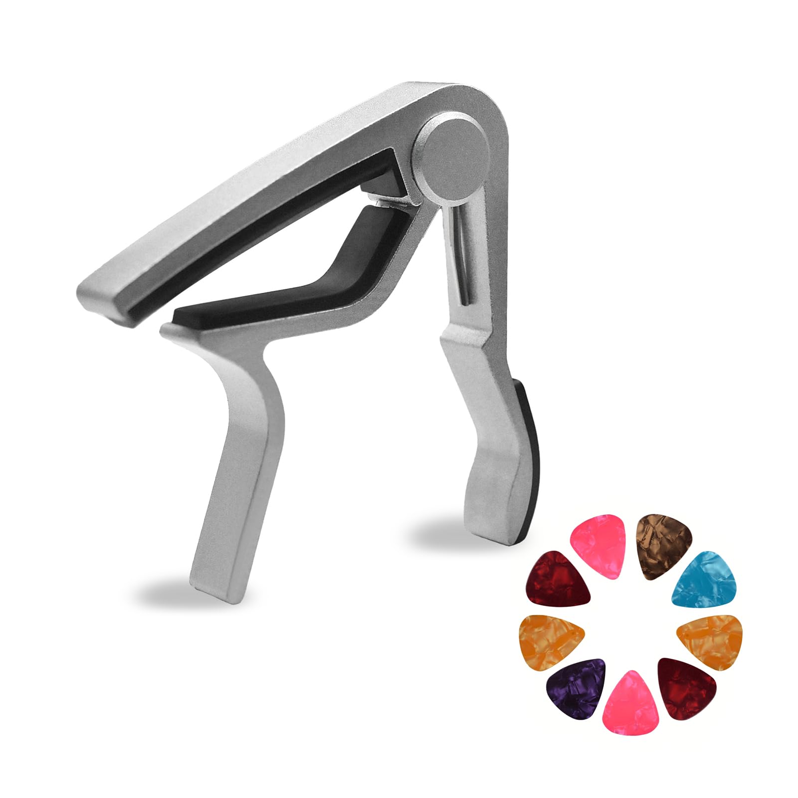 Saphue Guitar Capo For 6String Acoustic And Electric With 2 Picks,Silver
