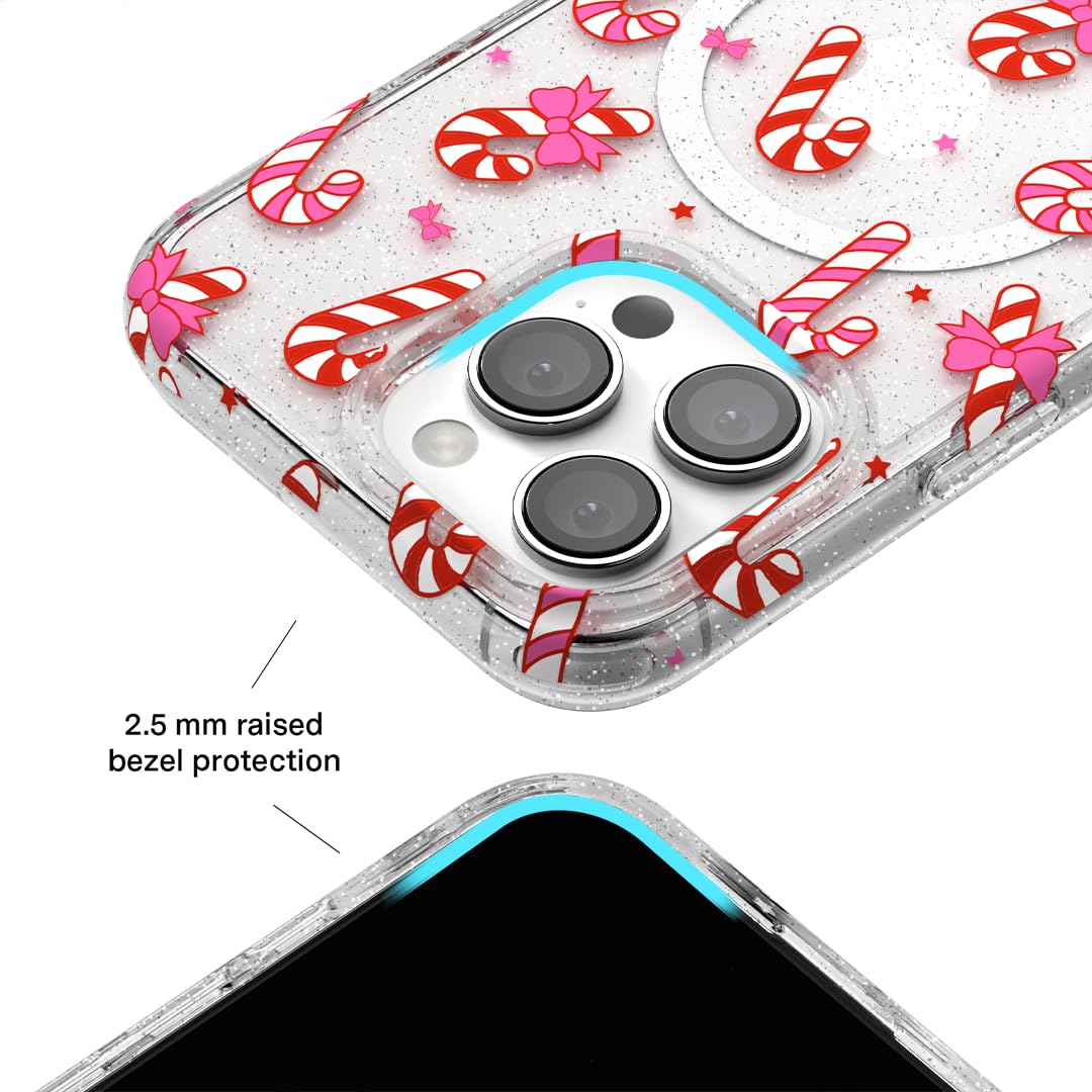 Velvet Caviar Christmas Phone Case For Iphone 16 Pro   Compatible With Magsafe [8Ft Drop Tested]   Holiday Peppermint Glitter Wi