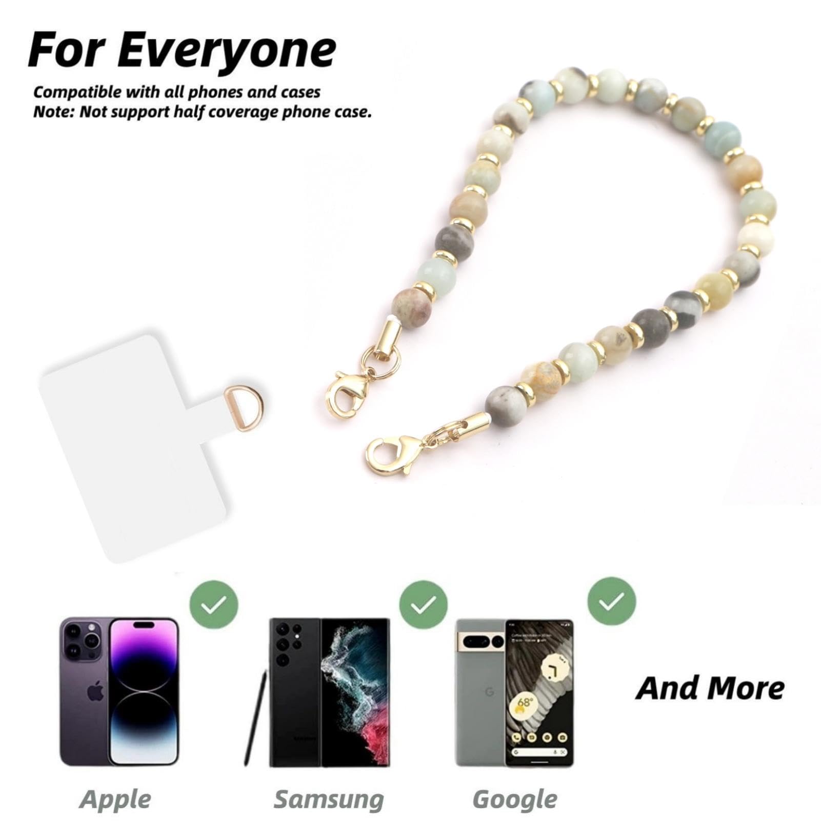 Lostars Marble Beaded Iphone Wrist Strap,Detachable Phone Bracelet Strap With Tether Tab,Hands Free Phone Wristlet Strap (Amazon