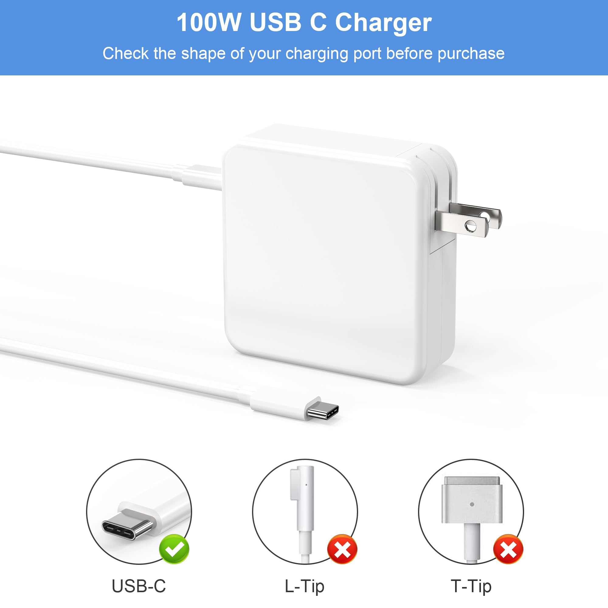 Mac Book Pro Charger   100W Usb C Fast Charger Compatible With Macbook Pro/Macbook Air 16 15 14 13 Inch And All Usb C Device,Usb