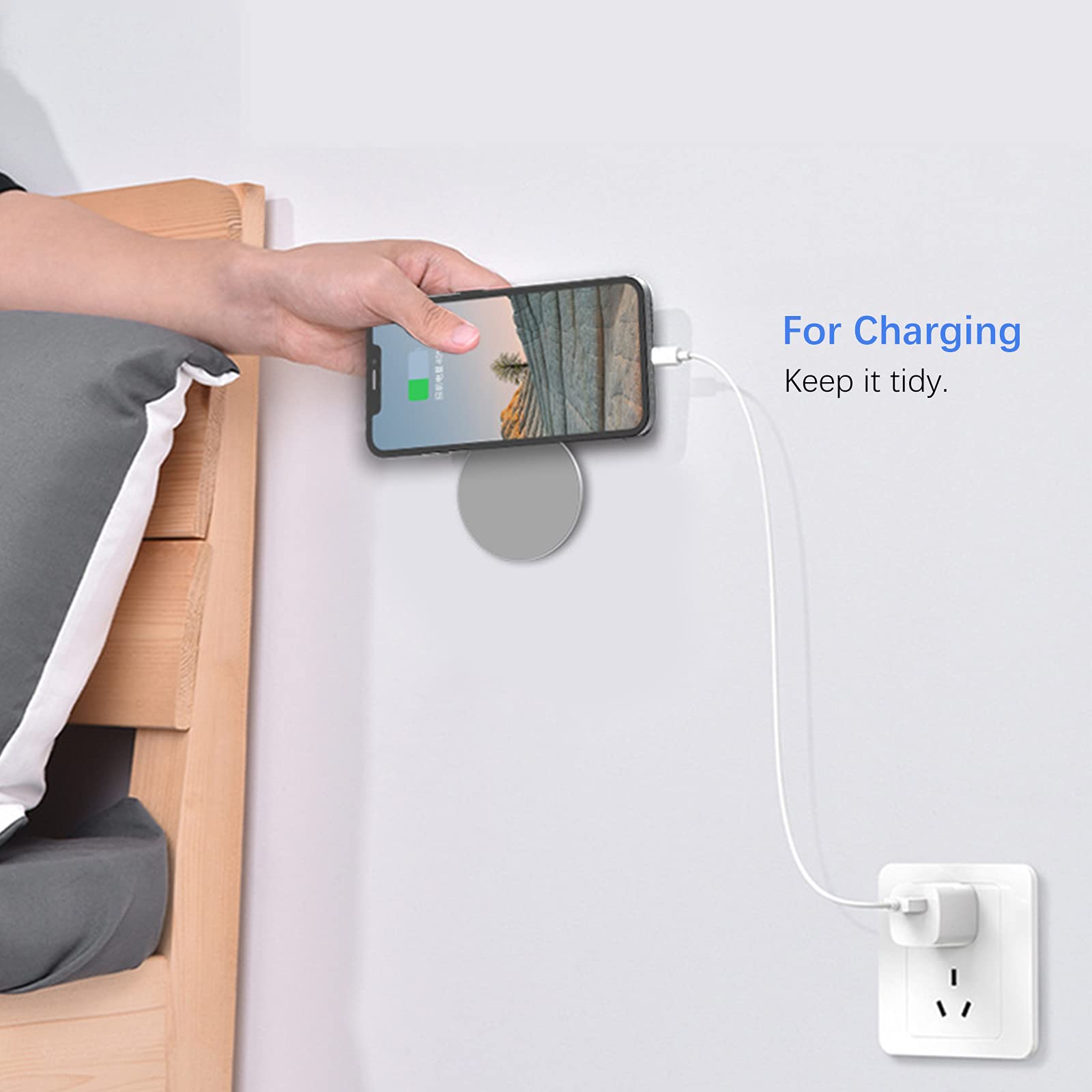 Kuaguozhe Sticky Magnetic Wall Mount For Magsafe Case/Magsafe Wallet/Iphone 14 13 12 Pro Max Plus Mini, Adhesive Wall Mount Hold