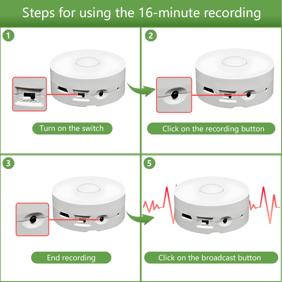 Xlw Voice Recorder,16Min Voice Recording Button For Stuffed Animals, Bear,Plush, Baby Doll Toy,Pillow.16Mb Record Custom Message