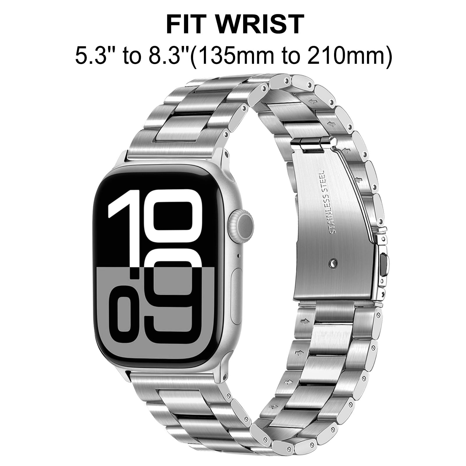 Trumirr Band For Apple Watch Series 9 8 7 41Mm Silver, Solid Stainless Steel Watchband Replacement Strap For Iwatch Se Series 8