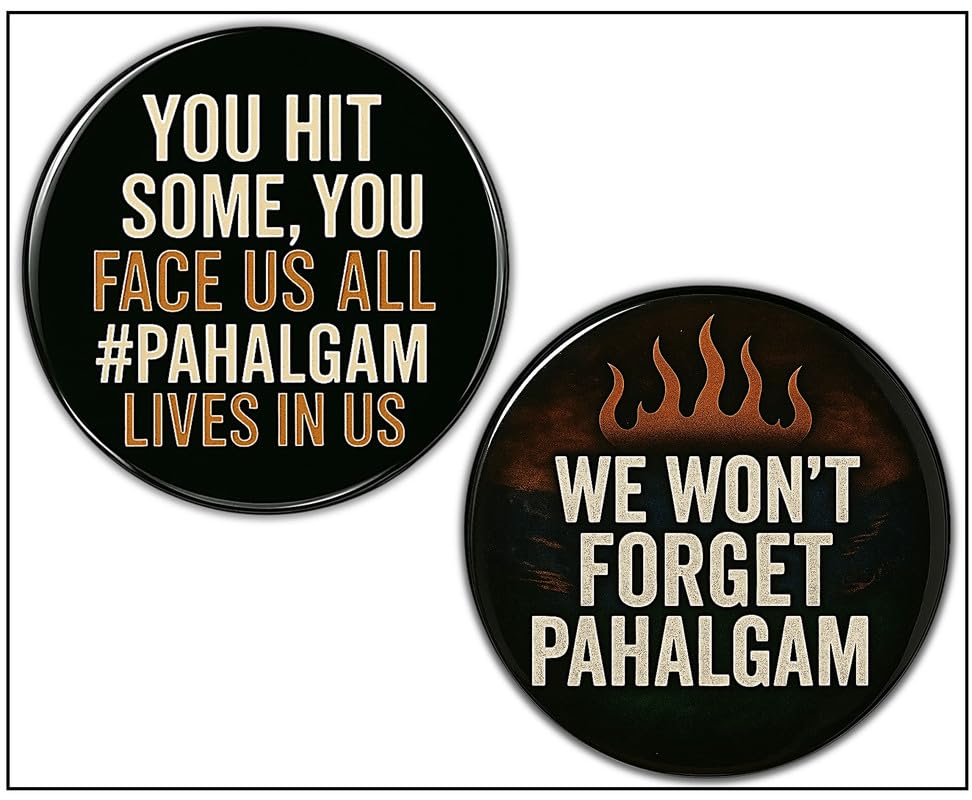 Uniq Pahalgam Tribute Stickers Combo (2 Pack) | Face Us All + WonT Forget Designs | Glossy Tricolor India Flag Decals | Car, Bik