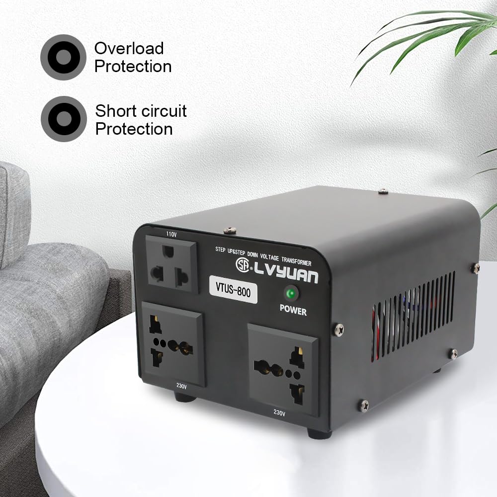 Cantonape Voltage Transformer Converter 800 Watt Step Up/Down Convert From 110 120 Volt To 220 240 Volt And From 220 240 Volt To