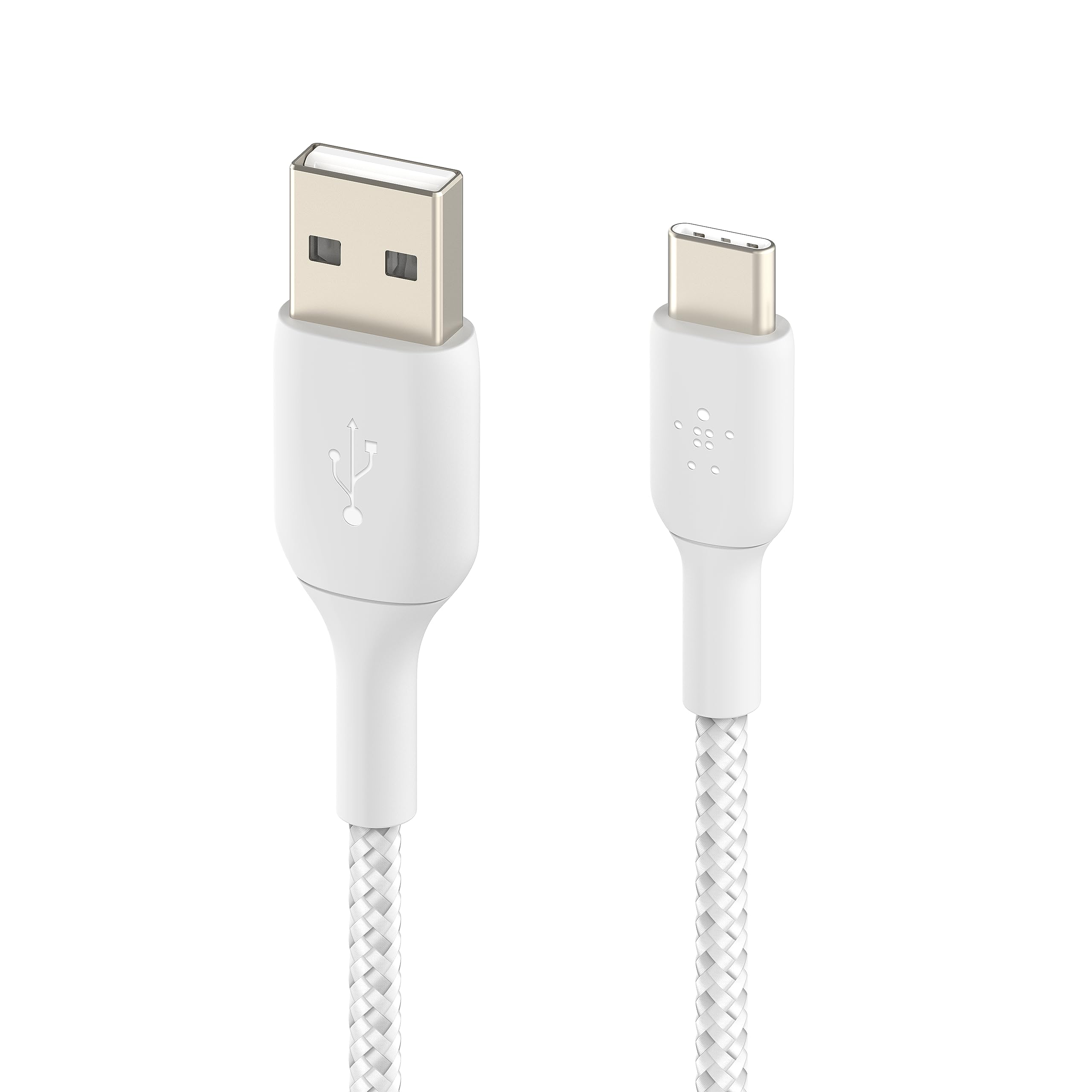 Belkin BoostCharge Braided USB C to USB A Cord (1M/3.3ft) for iPhone 16 Series, Samsung Galaxy S25 Series, Note20, Google Pixel 9 & 8, iPad Pro, Nintendo Switch, Carplay, & More   White