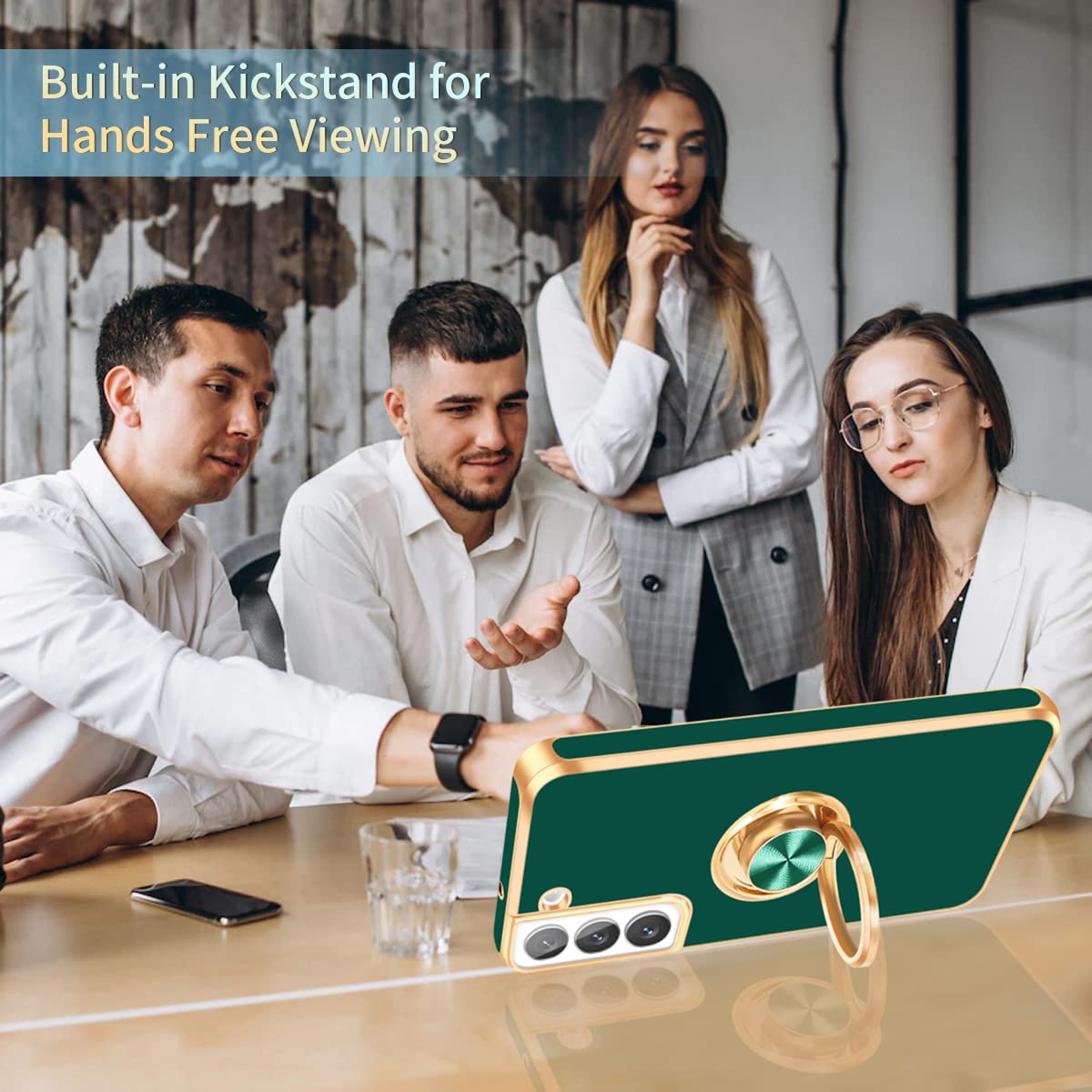 Fingic For Samsung Galaxy S22 Case, Samsung S22 Phone Case With Ring Stand, 360