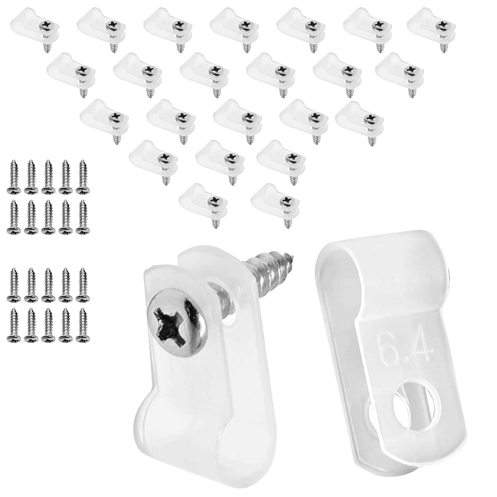 Suiwotin 120Pcs 1/4 Inch R Type Cable Clamps, Nylon Wire Cable Clips With M4 Screws, Screw Mounting Cord Fastener Clips, Wire Co