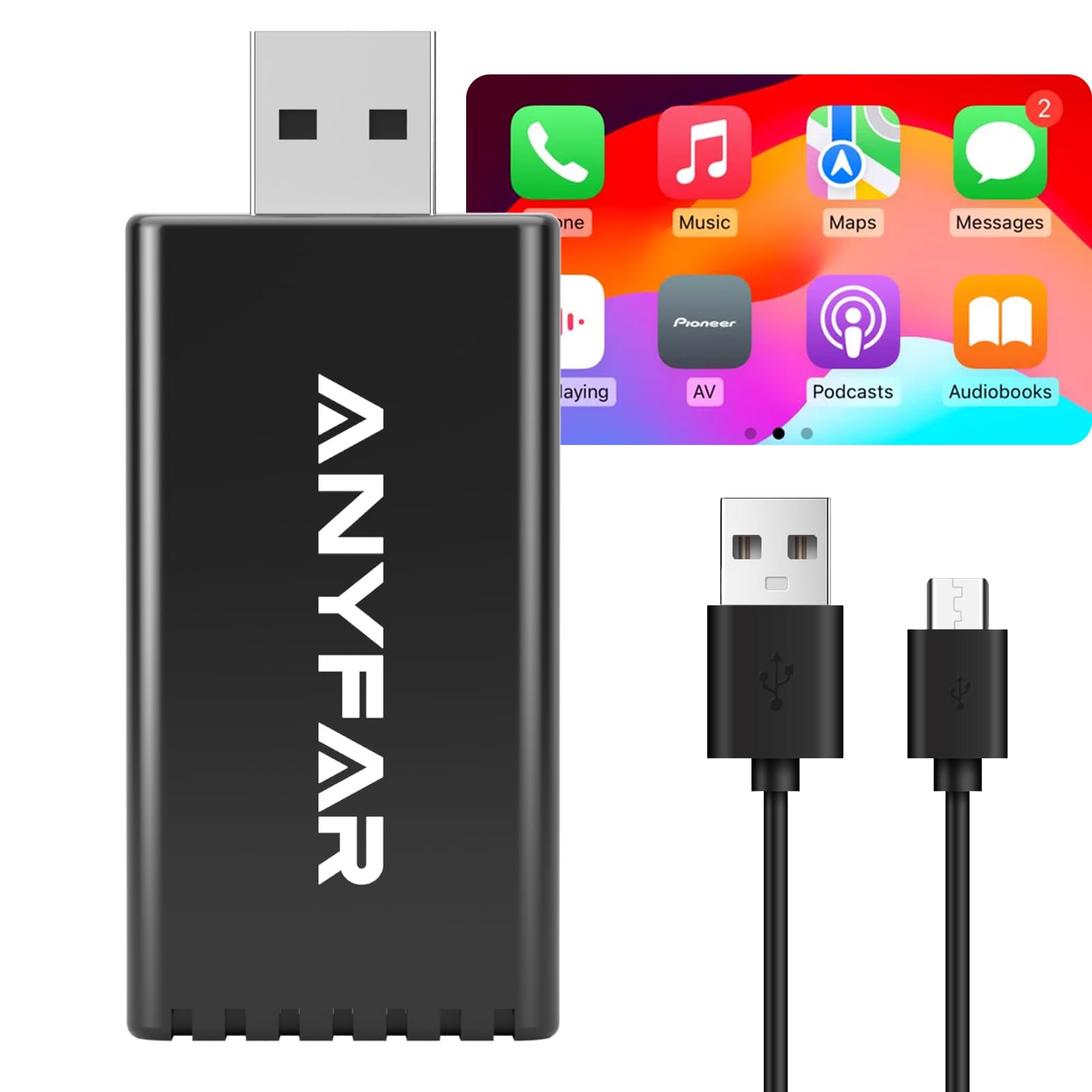 Anyfar Wireless Carplay Adapter For Iphone, Only For 2016+ Cars With Factory Wired Carplay, Dual Core 5G Chip (Upgraded), Auto C