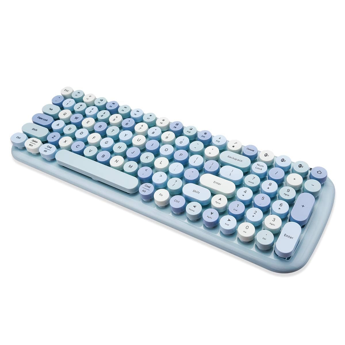 MOFII Bluetooth Wireless Keyboard for iPad, Laptop, PC, Mac, Smartphone, Connect 3 Bluetooth Devices, Cute Colorful Round Keys R