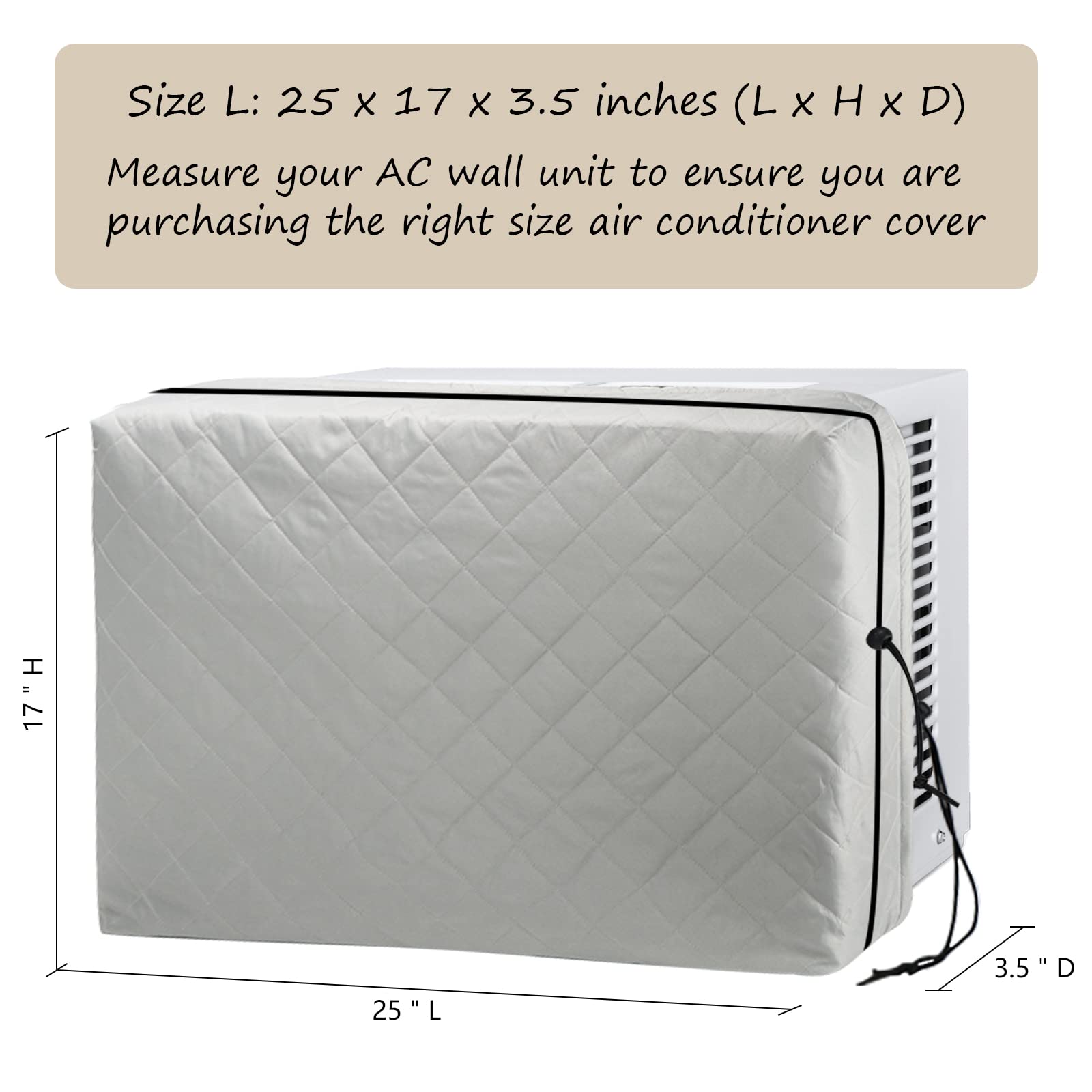 Indoor Air Conditioner Cover, Ac Unit Window Cover For Inside Double Insulation With Elastic Drawstring 25L X 17H X 3.5D Inches