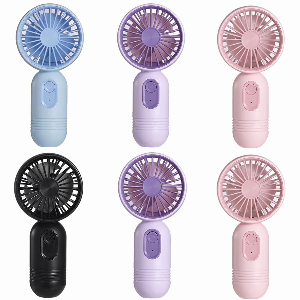 Mini Portable Fan 6 Pack, Cute Handheld Fan Battery Operated Lightweight Small Personal Fan With 3 Speeds And Usb Rechargeable E