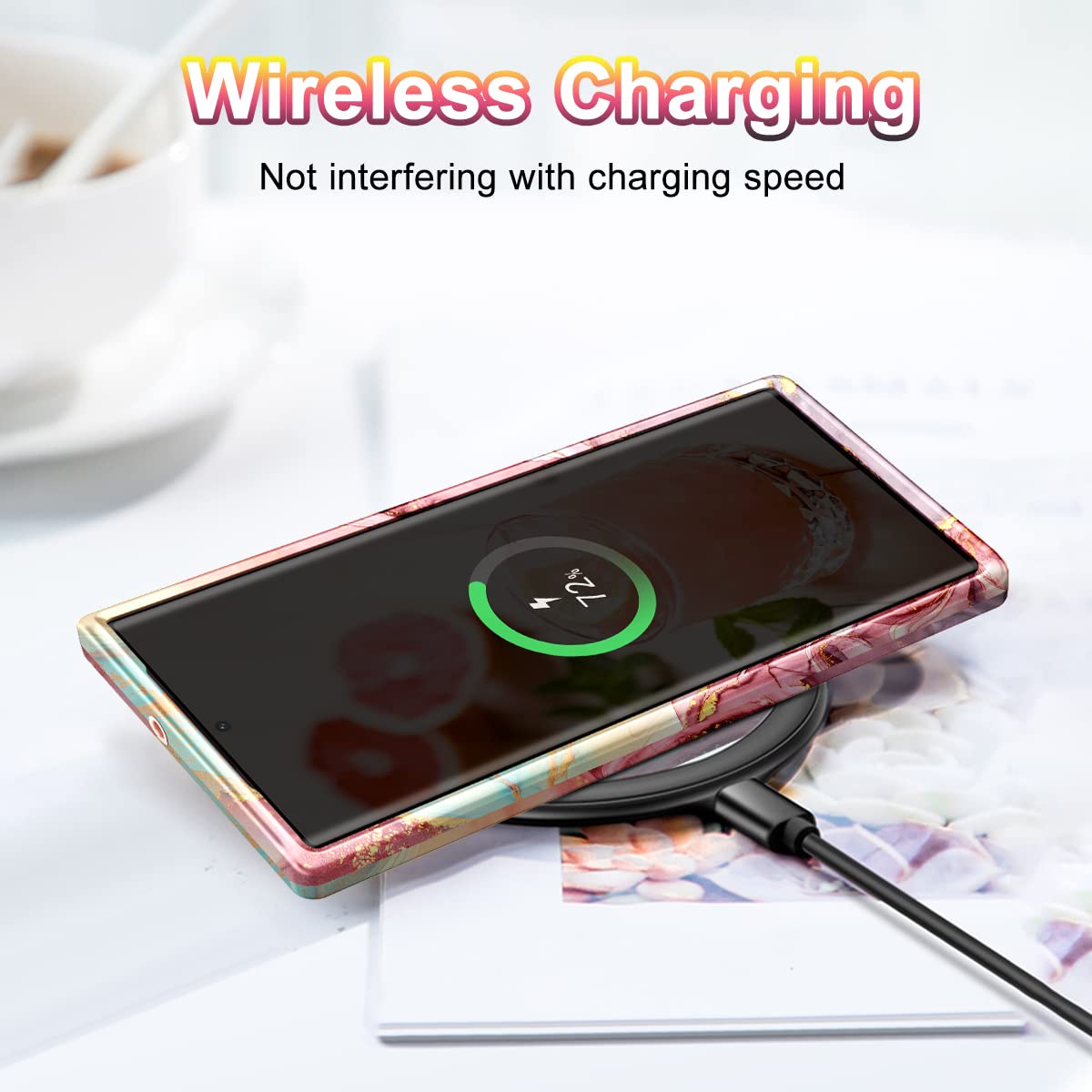 Btscase Case For Samsung Galaxy S22 Ultra 5G, Marble Pattern 3 In 1 Heavy Duty Shockproof Full Body Rugged Hard Pc+Soft Silicone