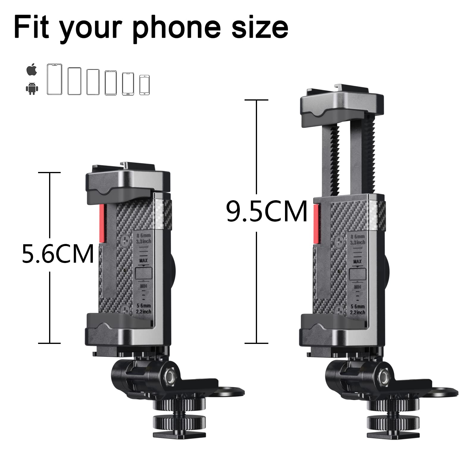 Zeetain Camera Hot Shoe Phone Holder, Phone Tripod Mount Adapter With Cold Shoe For Microphone Led Light Iphone Dslr Camera Phot