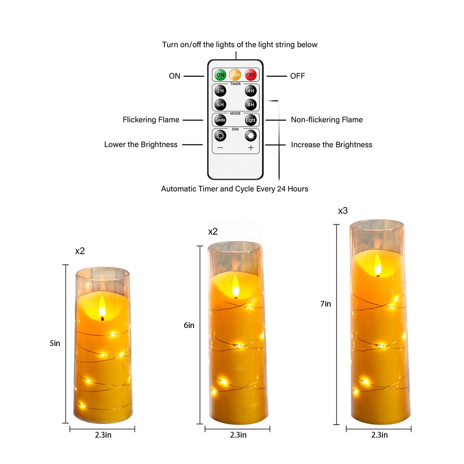 Eebuss Flameless Candles,Pack Of 9 Battery Operated Candles,With Recessed Light String,Flameless Candles With Remote,Suitable Fo