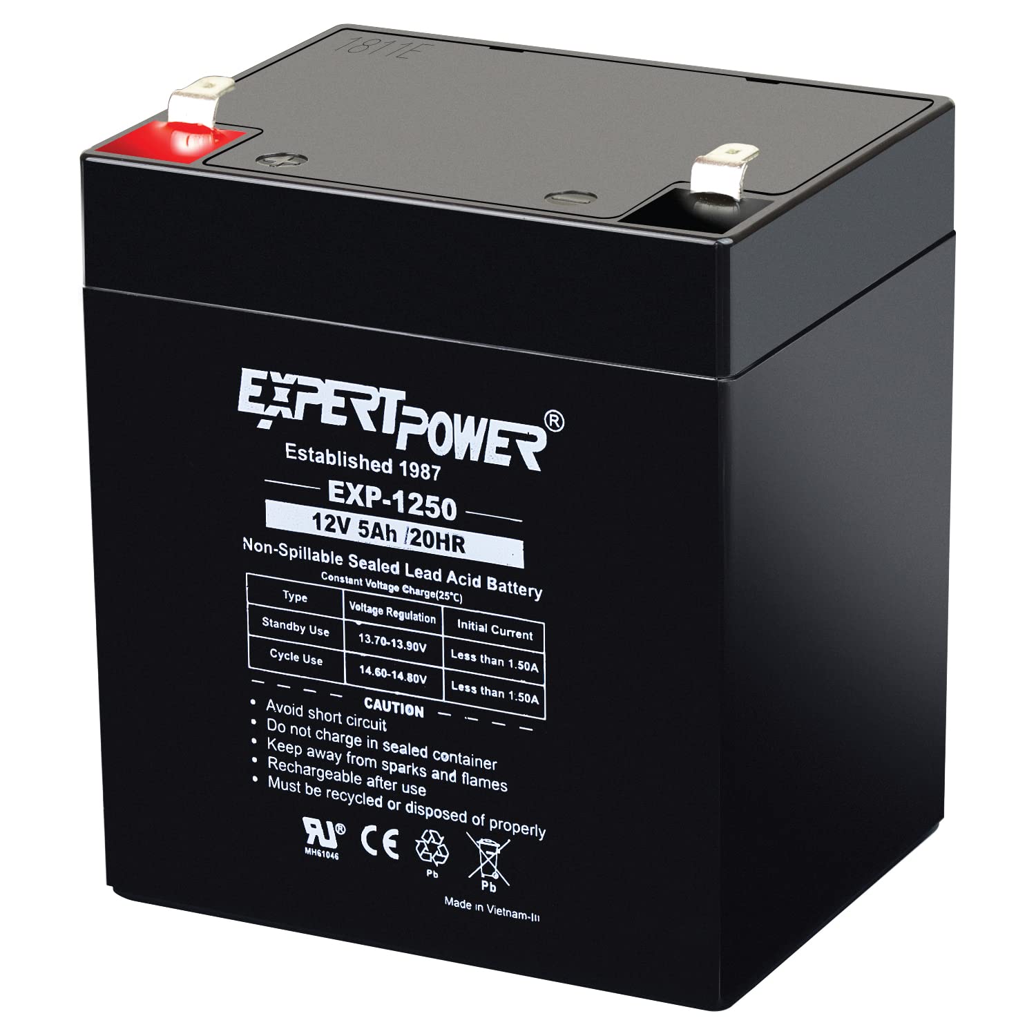 Expertpower Exp1250 12V 5Ah Home Alarm Battery With F1 Terminals