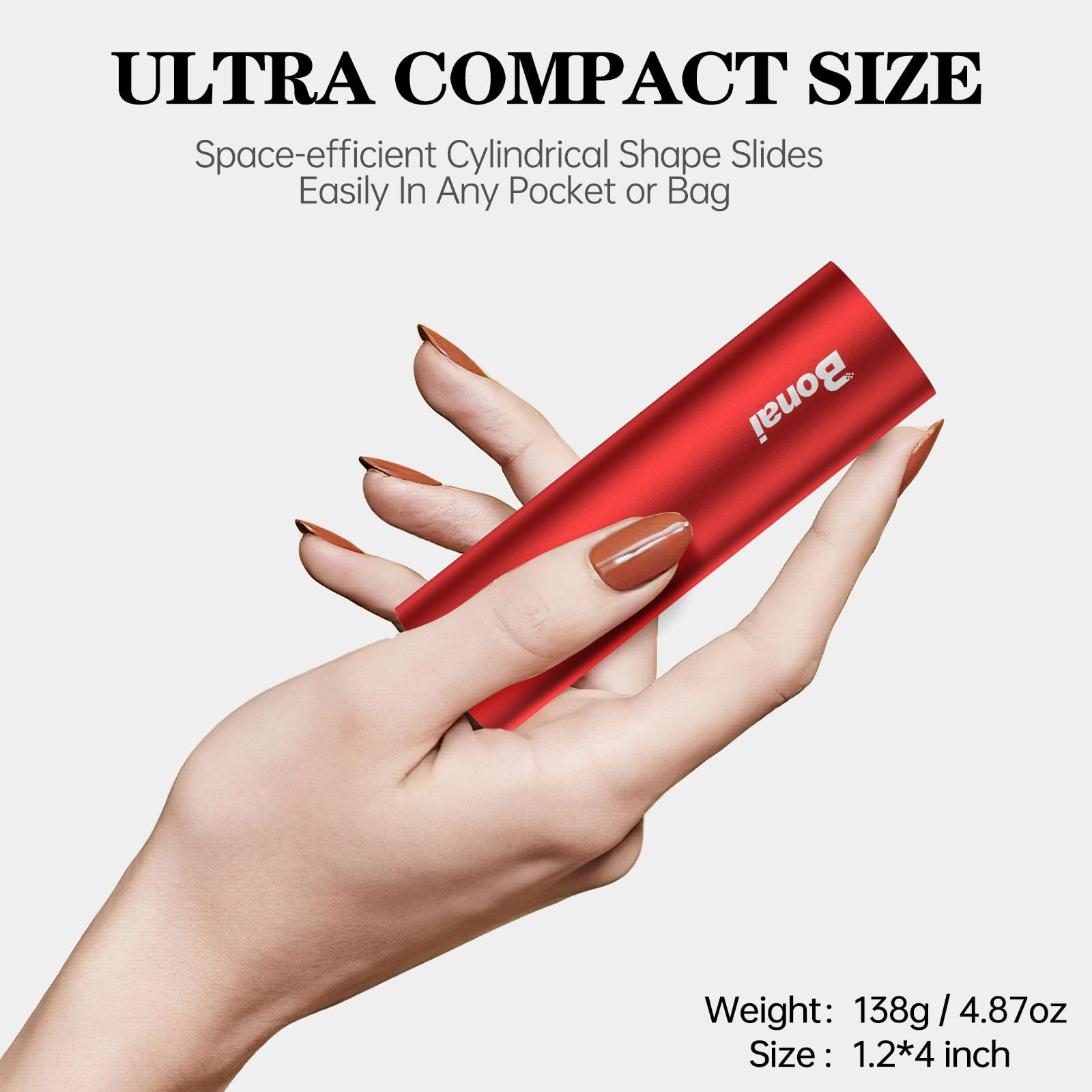 Bonai Portable Charger Power Bank 5000Mah (Ultra Compact)(Aluminum)(Travel) Slim External Backup Battery Pack High Speed Output