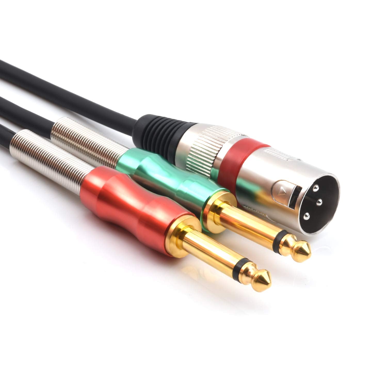 SiYear XLR Male to Dual 6.35mm 1/4 TS Y Splitter Cable, Double Mono Quarter inch 6.35mm to XLR 3 Pin Plug Stereo Microphone Cabl