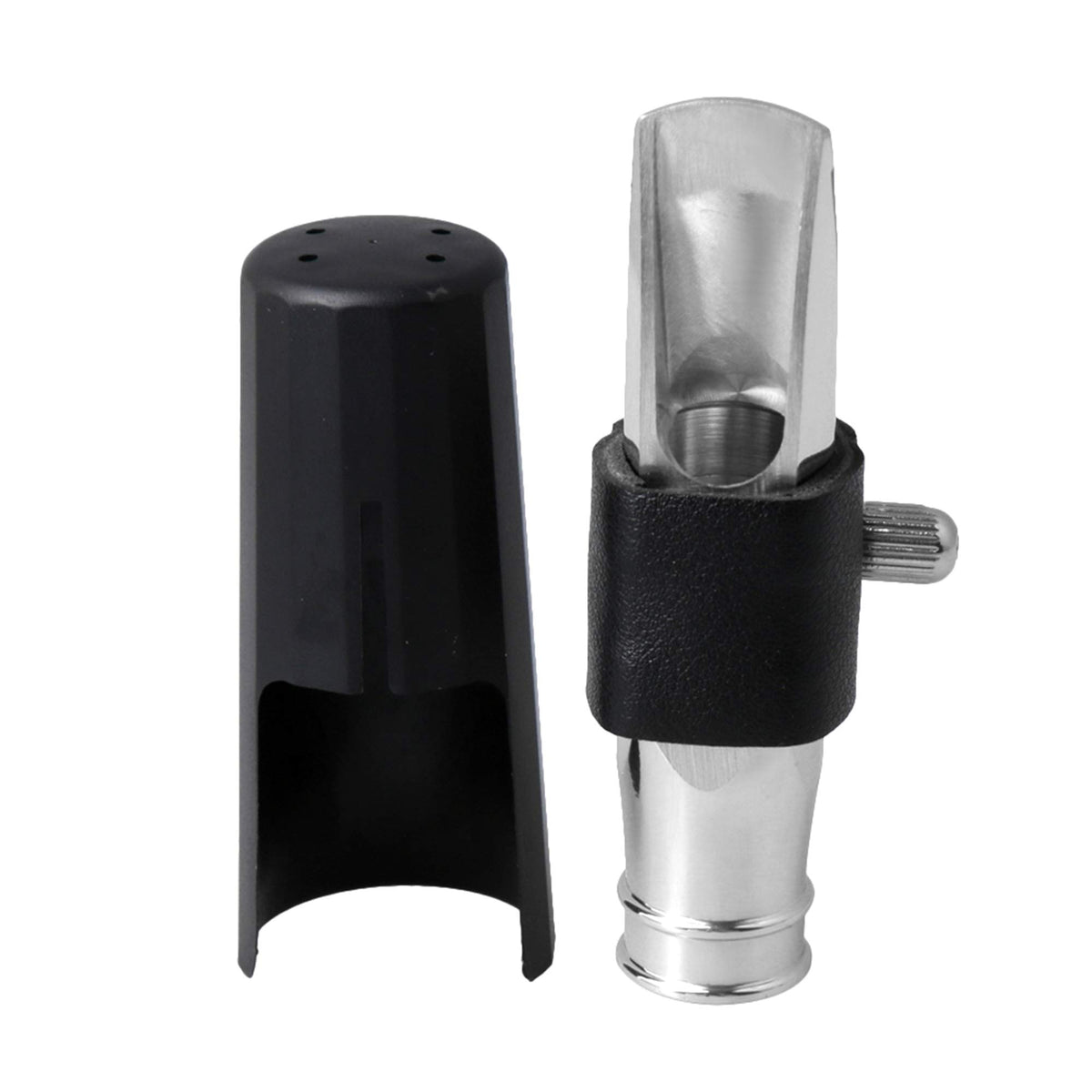 Yibuy Jazz Style B-Flat Alto Saxophone Sax Mouthpiece Silver 9# Pu Leather Cap