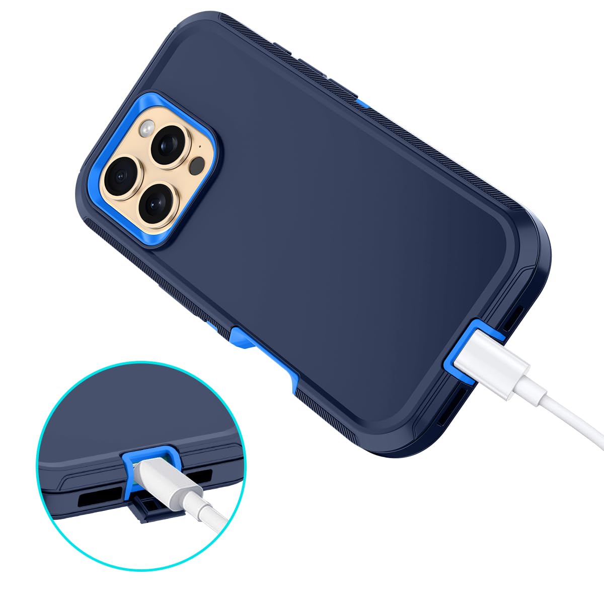 I Honva For Iphone 16 Pro Max Case Shockproof Dust/Drop Proof 3 Layer Full Body Protection [Without Screen Protector] Rugged Hea