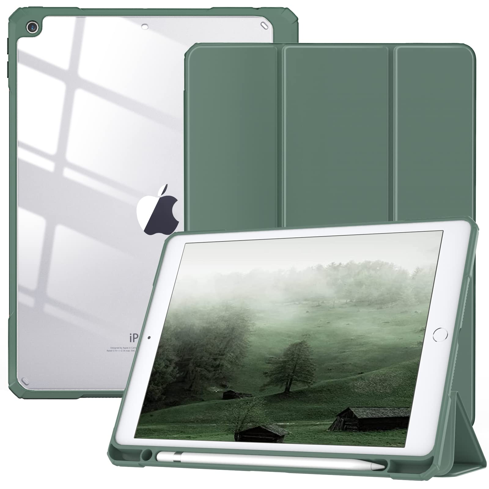 Timovo Hybrid Slim Case For Ipad 9Th / 8Th / 7Th Generation (2021/2020 / 2019) 10.2 Inch   [Built In Pencil Holder] Shockproof C