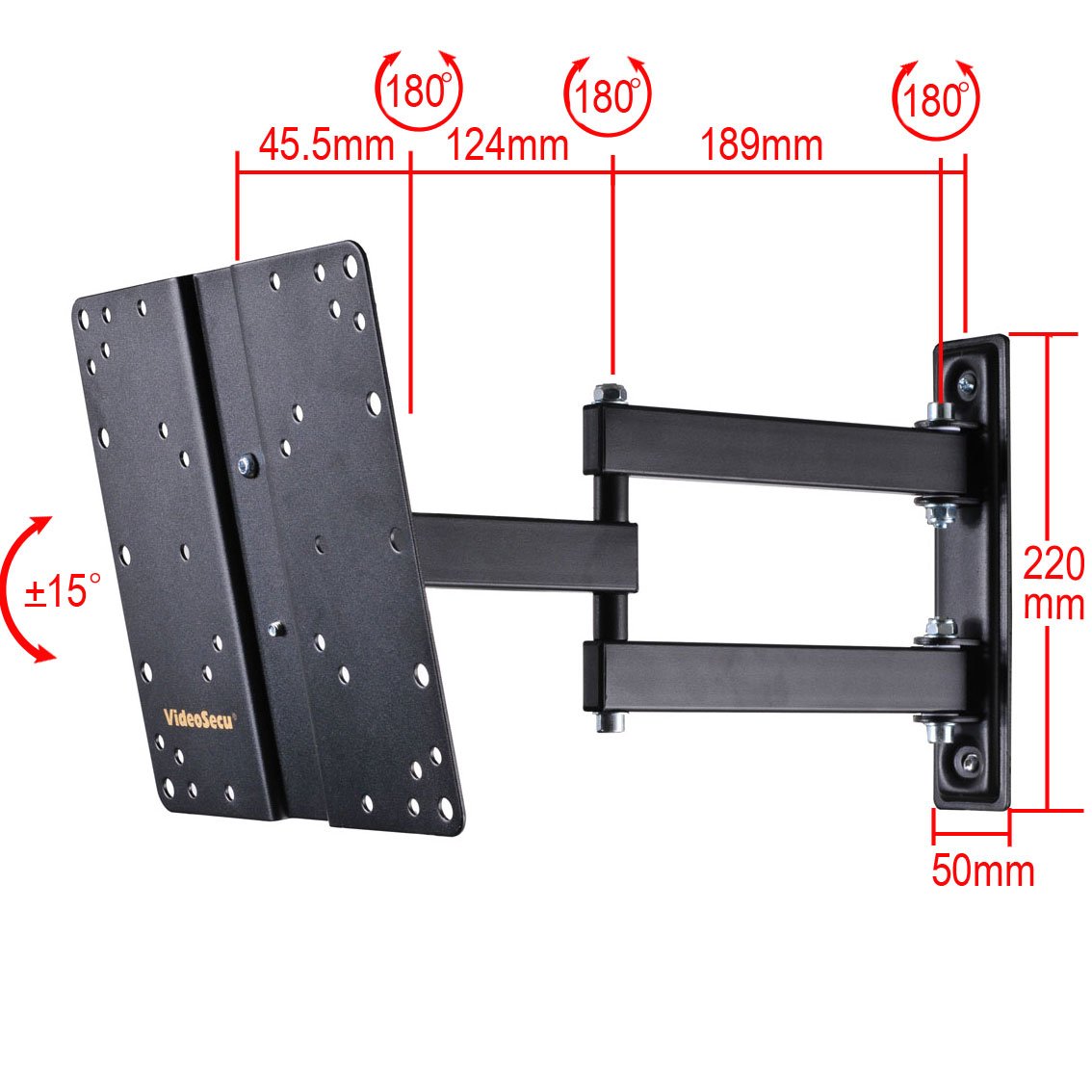 Videosecu Articulating Tilt Swivel Tv Wall Mount For Most 27-47 Lcd Led Tv Flat Panel Black Ml510B B65