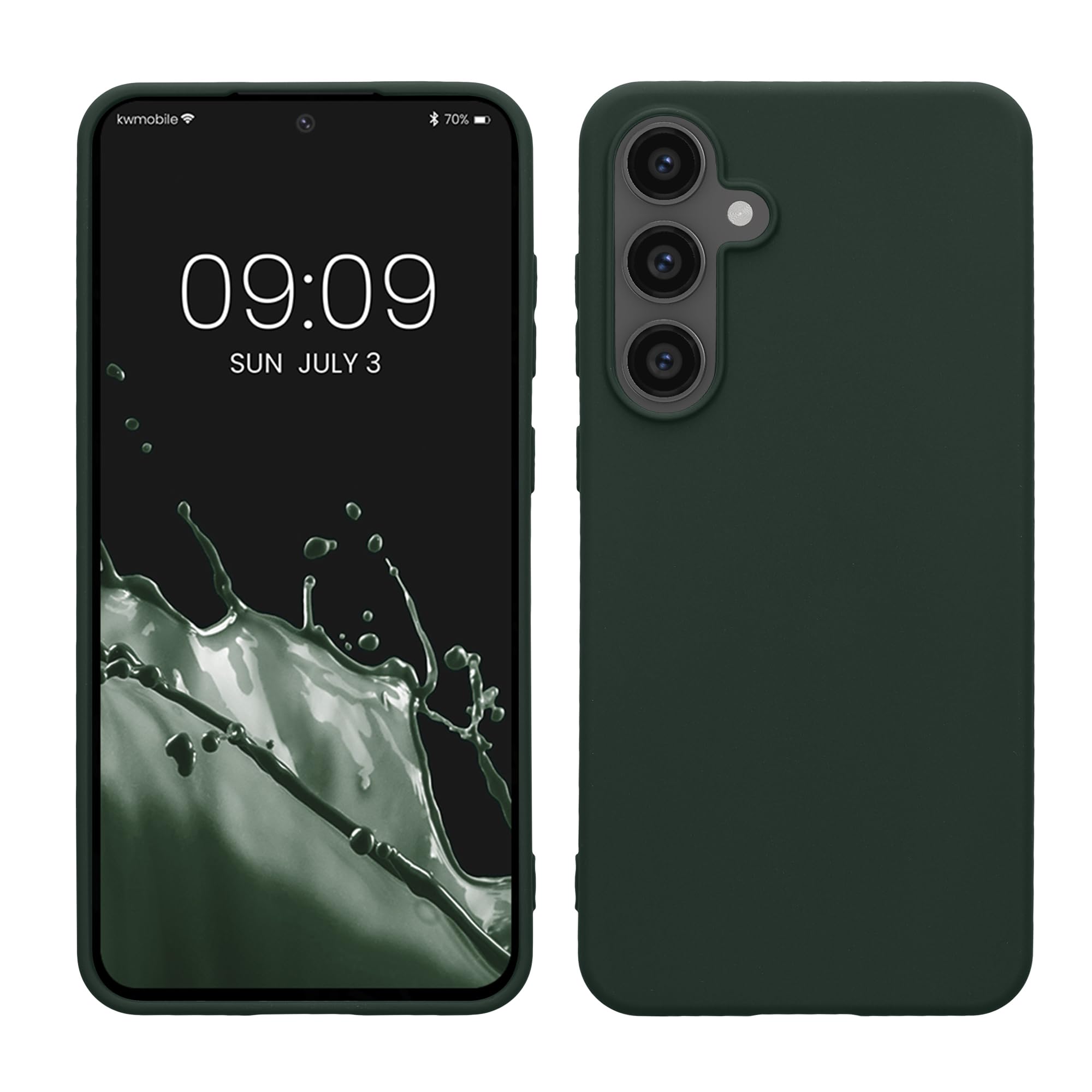 kwmobile Case Compatible with Samsung Galaxy S24 FE Case - Soft Slim Protective TPU Silicone Cover - Moss Green
