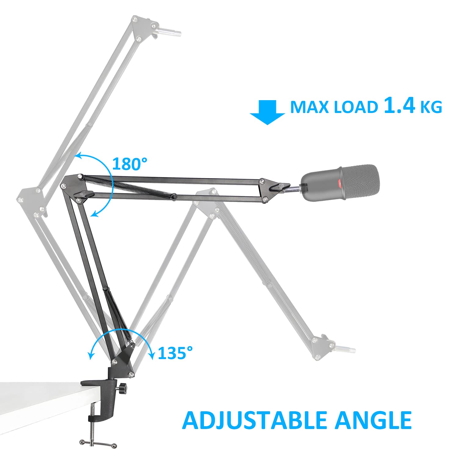 Solocast Boom Arm Mic Stand, Adjustable Suspension Boom Scissor Arm Stand For Hyperx Solocast Gaming Microphone By Sunmon
