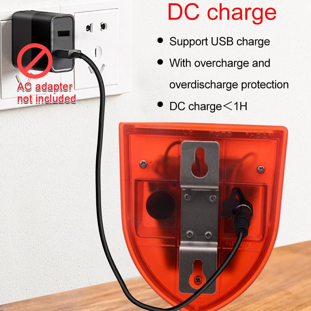 Burglar/Anti Intrusion Trip Alarm, Solar Outdoor Indoor Sound And Light Siren, 129Db Diy Home/Camping/Portable Security Alarm Fo