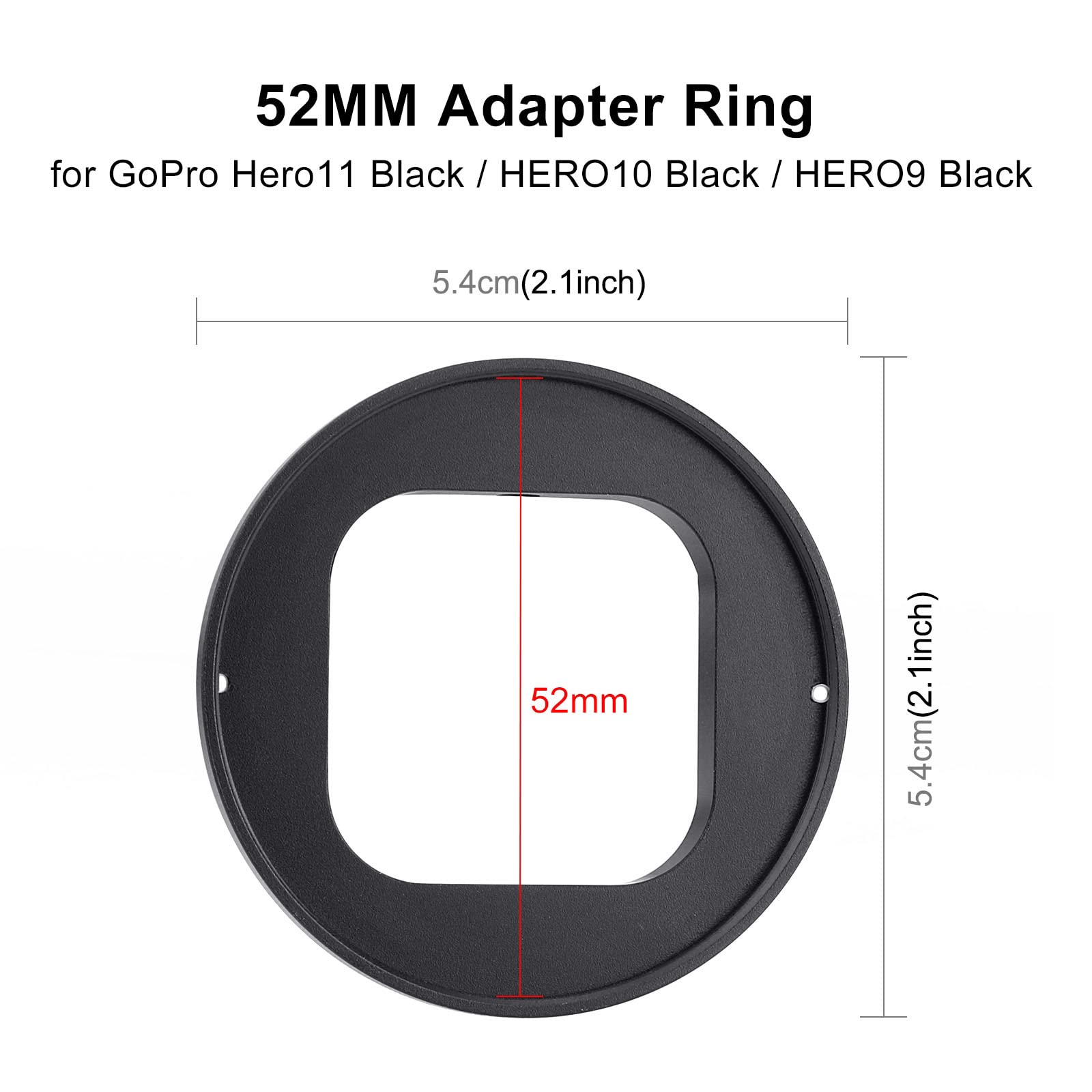 Puluz 52Mm Uv Lens Filter Adapter Ring For Gopro Hero11 Black / Hero11 Black Mini / Hero10 Black / Hero9 Black Camera Lens Adapter Ring Camera Filter Accessories