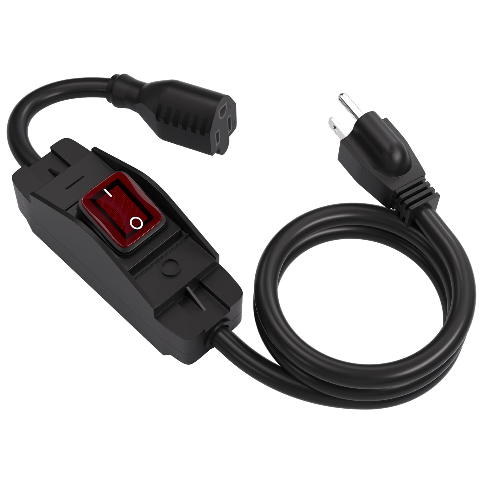 Starelo Extension Cord Near Waterproof Switch 3 Prong Outdoor 1875W Black Heavy Duty Extension Cord, 14/3 Sjt Extension Cord,Con