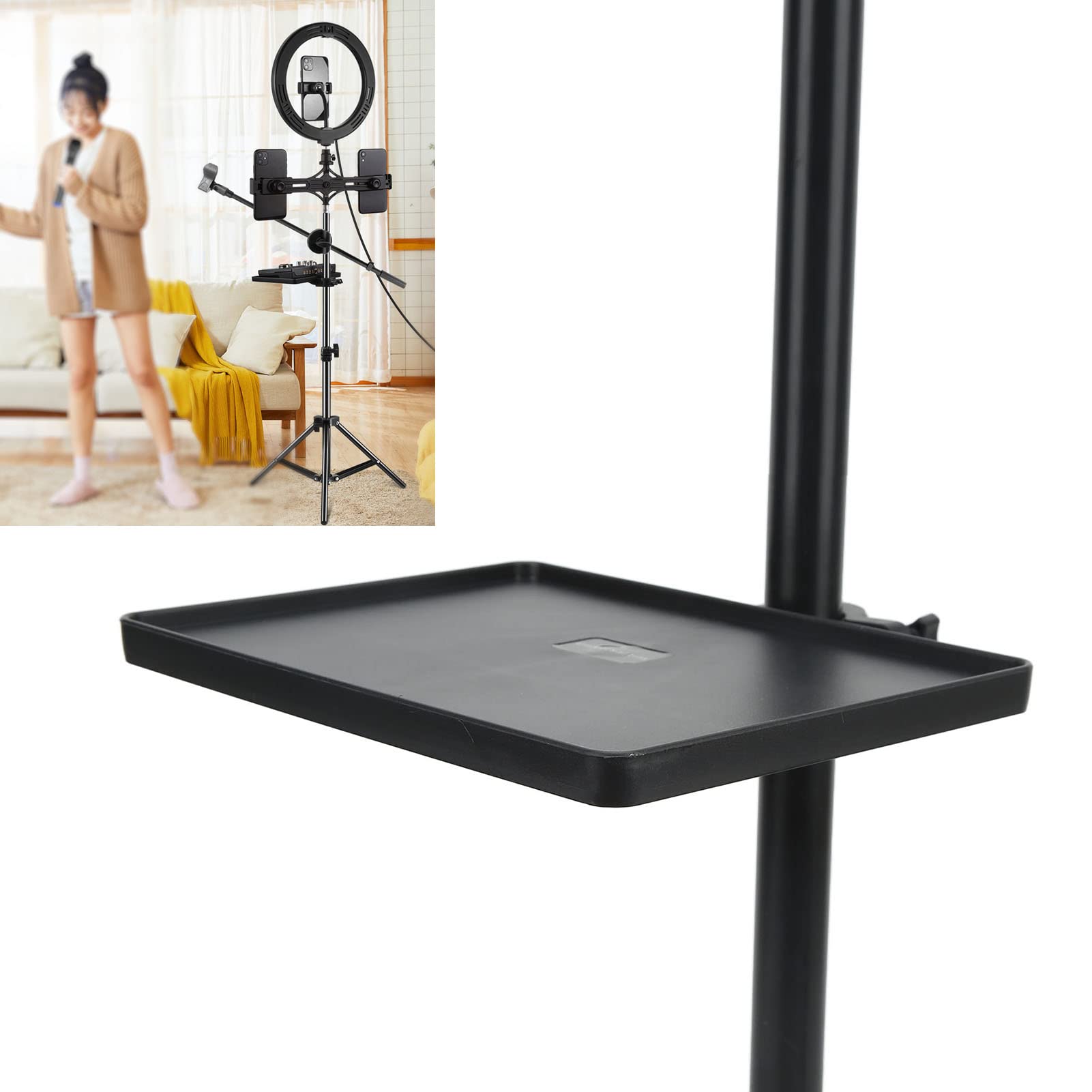 Dilwe Sound Card Tray Metal Shelf Bracket, Heavy Duty Tray For Standard Speaker Stand Microphone Stand Rack Tray Holder For Stag