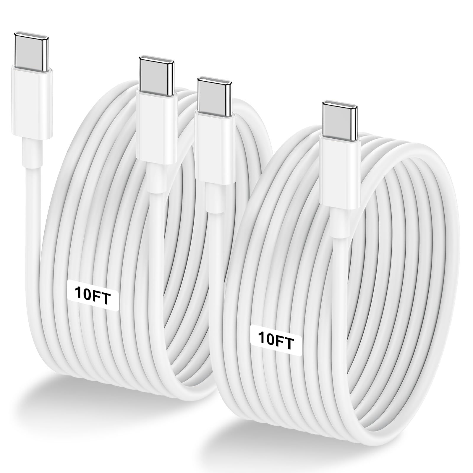 2 Pack 10Ft 60W Usb C To Usb C Cable, Type C To Type C Cable,Fast Charging Cable Compatible With Iphone 15/Plus/15 Pro/Pro Max,S