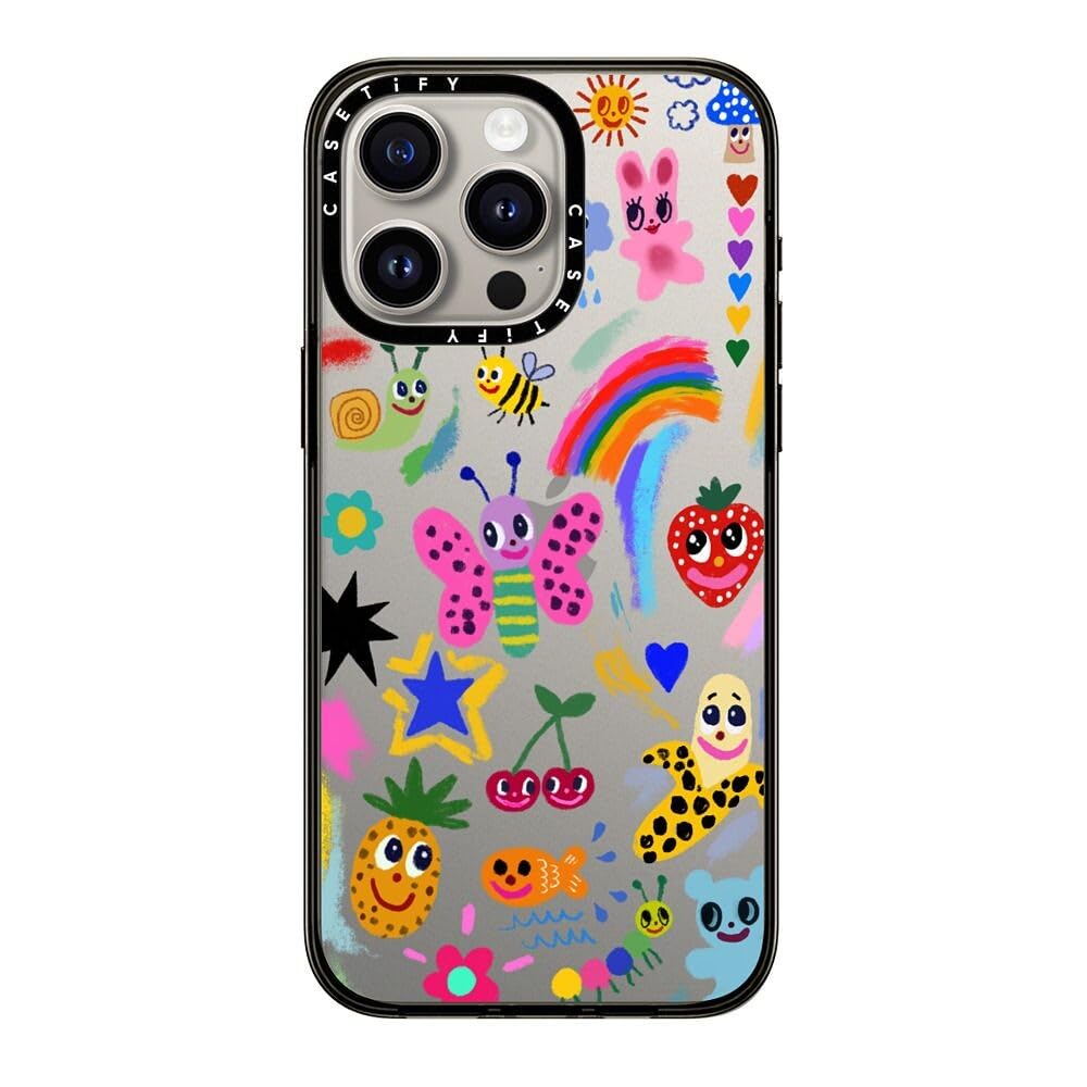 Casetify Compact Case For Iphone 15 Pro Max [2X Military Grade Drop Tested / 4Ft Drop Protection]   Good Vibes   Clear Black