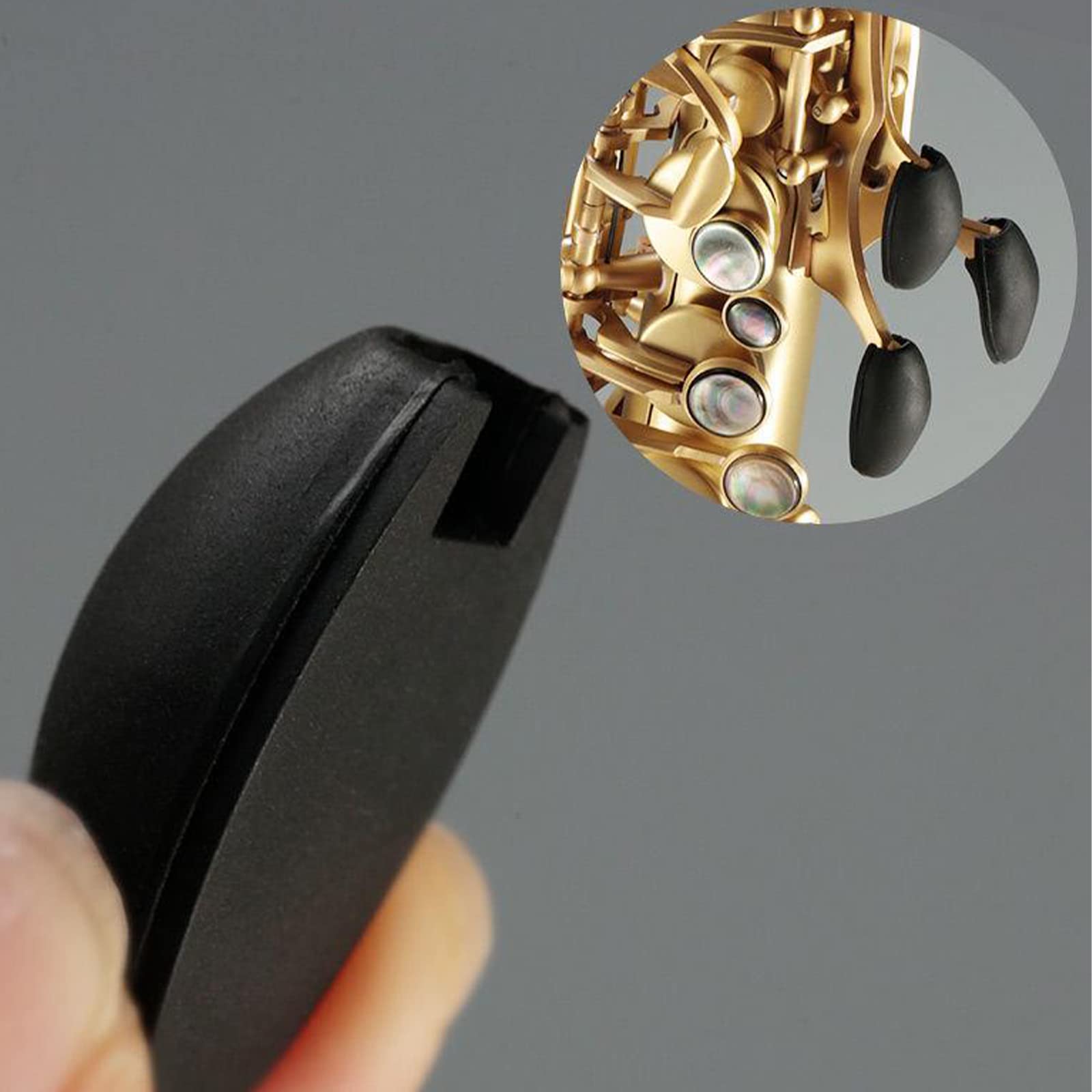 Kaiy 3Pcs Saxophone Rubber Thumb Rest, Black Silicone Thumb Rest Palm Key Risers Finger Protector, For Alto Tenor Soprano Sax Ke