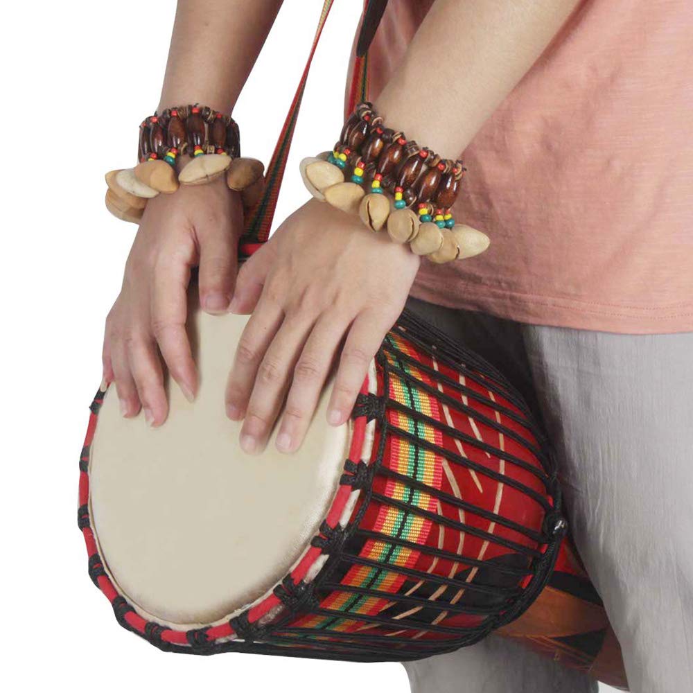 Mowind 2Pcs African Tribal Style Nuts Shell Bracelet Dora Nut Handbell Percussion Accessories