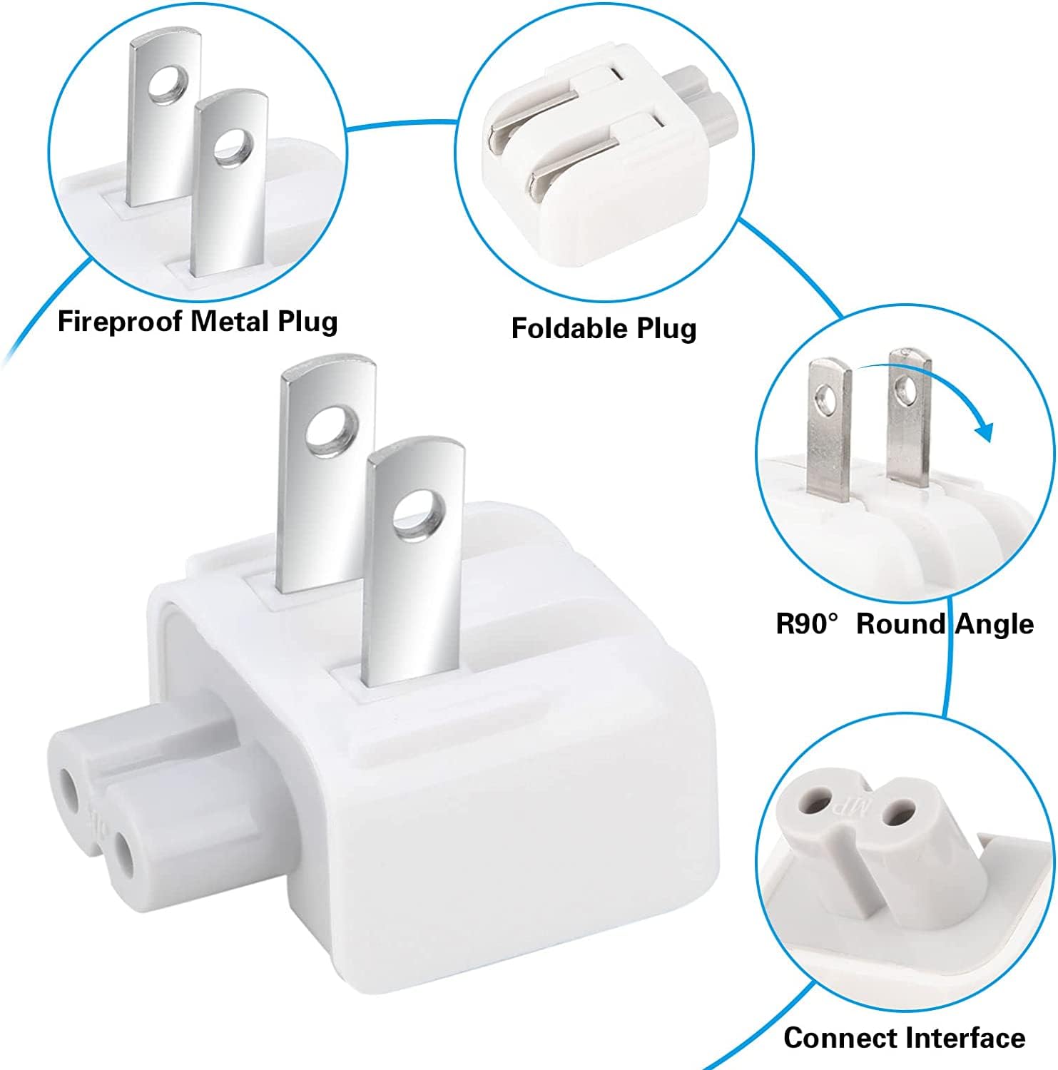 2 Pcs Mac Ac Wall Adapter Plug Duckhead Us Wall Charger Ac Cord Us Standard Duck Head For Macbook Mac Ibook/Iphone/Ipod Ac Power