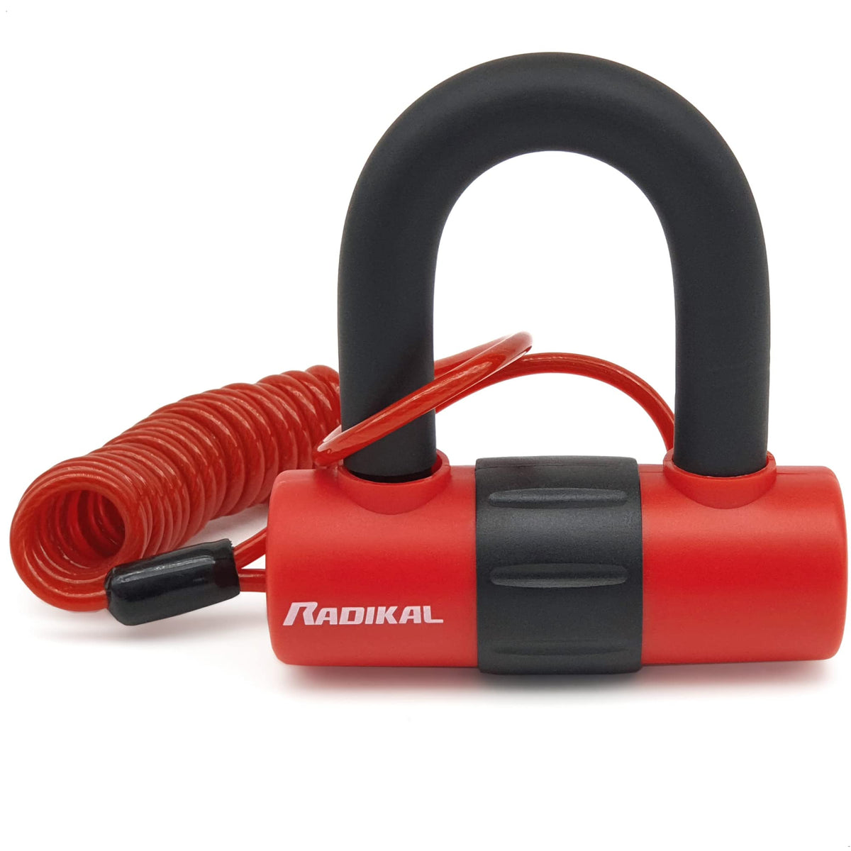 Radikal Rk72 Motorcycle Mini U Disc Lock, 14Mm Hardened Steel Double Locking Anti Dril Anti Picking, Dust Cover, Reminder Cable,