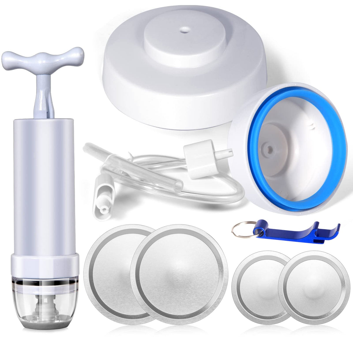 Yeio Mason Jar Sealer And Accessory Hose Compatible With Foodsaver Vacuum, A Manual Portable Pump Can Opener, Kit For Ball Regul