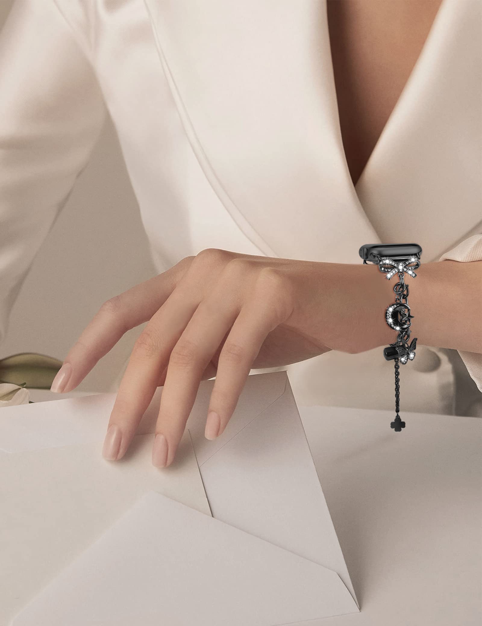 Minyee Bling Bands Compatible With Apple Watch Band 38Mm 40Mm 41Mm, Stainless Steel Diamond Sparkle Jewelry Bracelet Women With