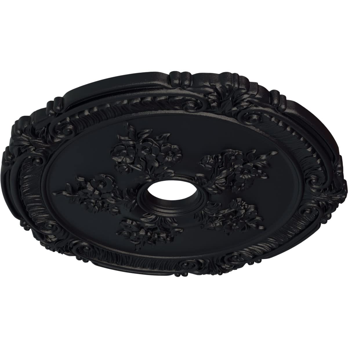 Ekena Millwork Cm26Atsgs Attica With Rose Ceiling Medallion, 26''Od X 3 3/4''Id X 1 1/2''P, Hand Painted Steel Gray